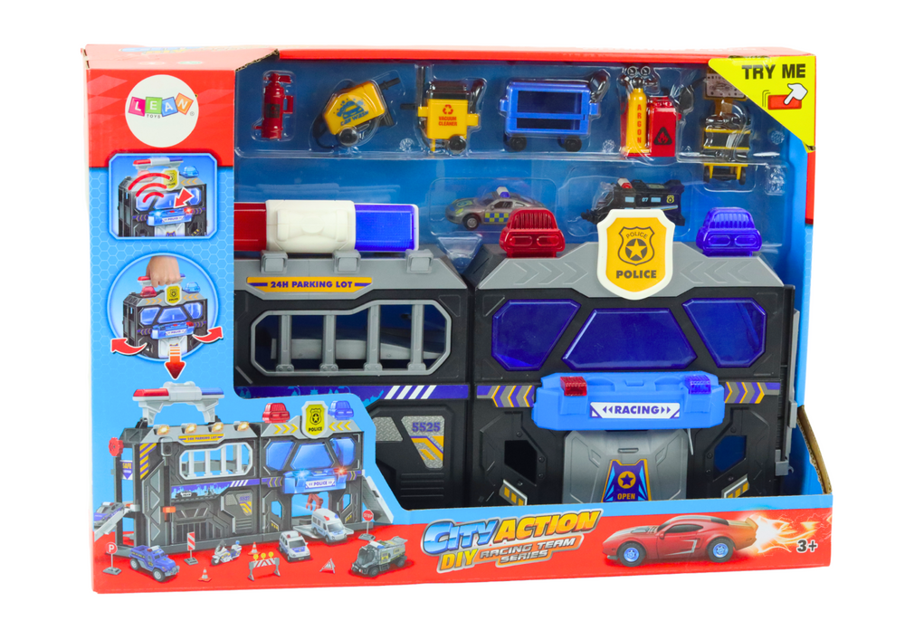Komplet proširivih garažnih staza u kovčegu Police sa zvučnim i svjetlosnim efektima