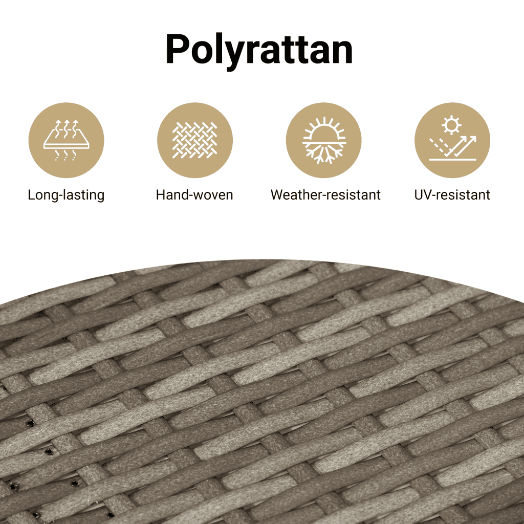 Vrtni set od 10 dijelova s jastucima, sivi poliratan