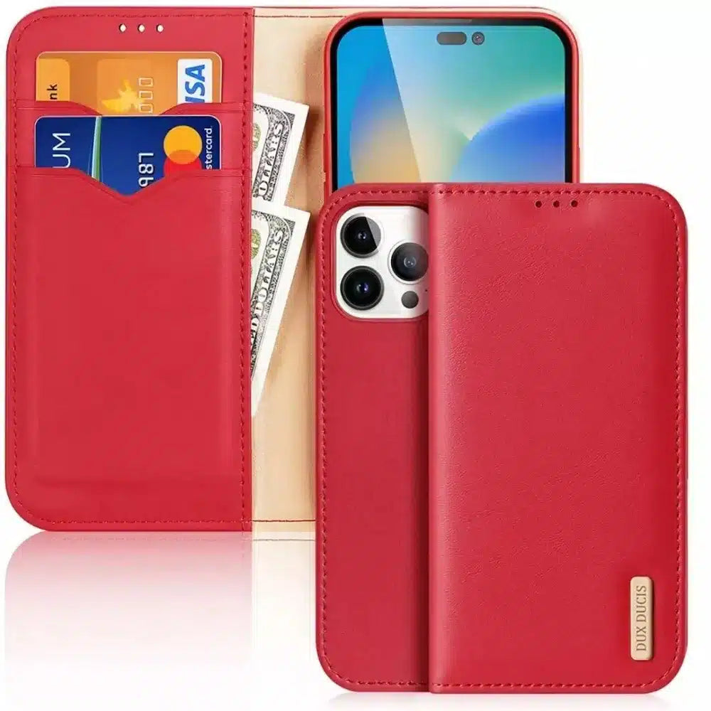 DUX DUCIS Hivo kožna torbica novčanik za Apple iPhone 15 Pro crvena