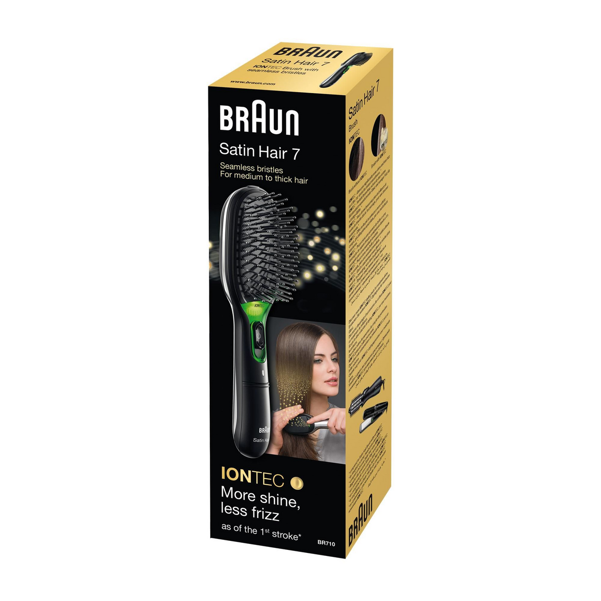 Braun Satin Hair 7 Odrasli Ravna četka za kosu Crno 1 kom