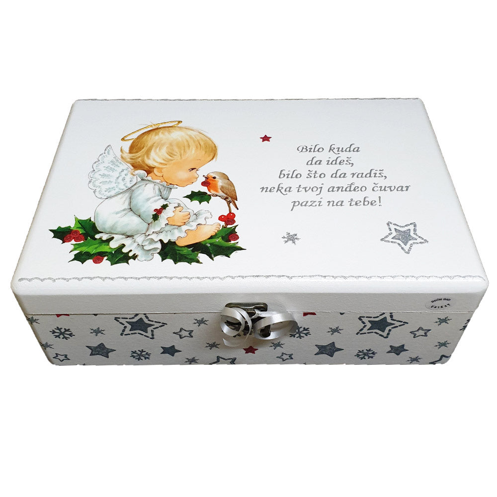 🎁 Kutija Uspomena s Rukom Pisanom Porukom – Neka Tvoj Anđeo Čuvar Bude Uvijek Uz Tebe 🎁   Š154155