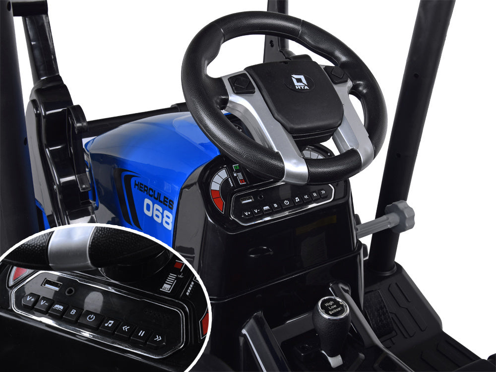 Traktor bager AKU s prikolicom plavi