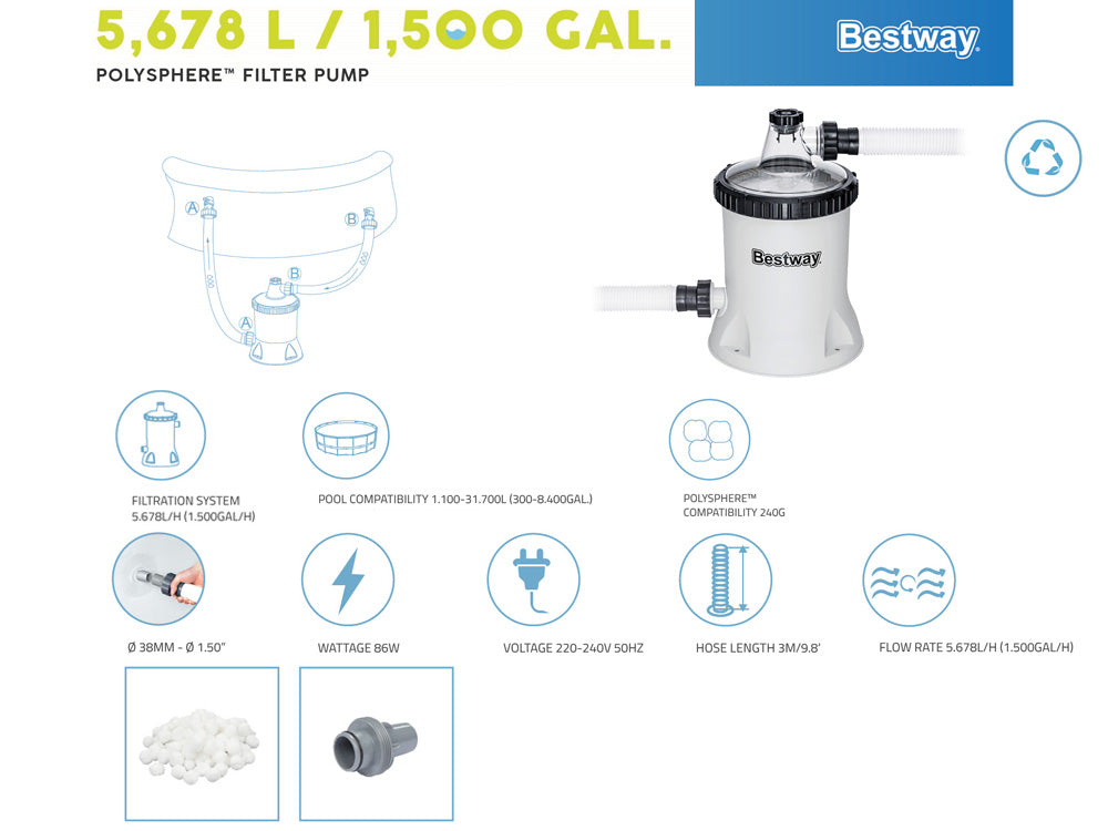Bestway pijesak pumpa za bazen 5678 l/h