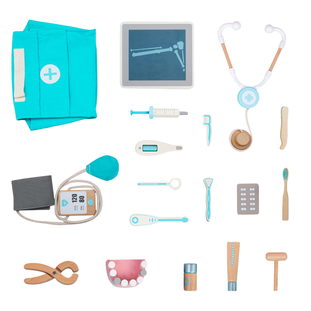 Drveni medicinski set za igru Dentist - 20 elemenata