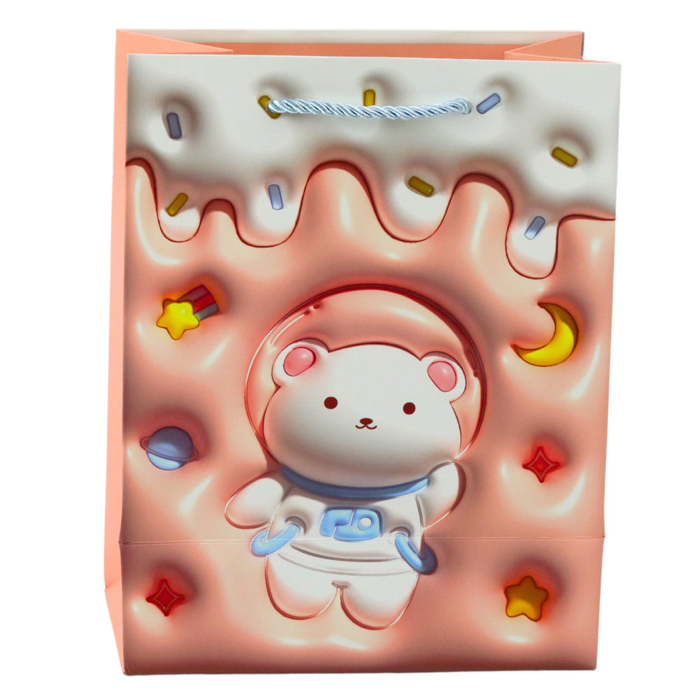 Teddy Bear Paper Gift Bag Pastel Colors 23 x 18 x 10.5 cm