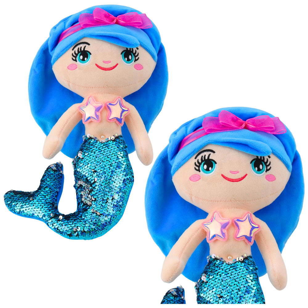 Plišana igračka sirena s šljokastim repom 30 cm - plava