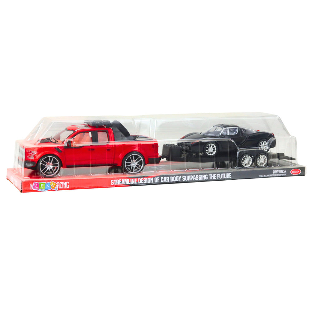 Set terenskog vozila s prikolicom i sportskim automobilom - 59cm - Crno/crvenii