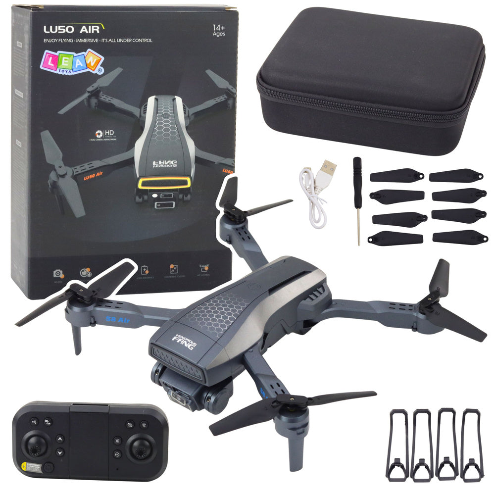 Dron na daljinsko upravljanje LU50 AIR, dupla HD MN kamera, LED svjetla - crna