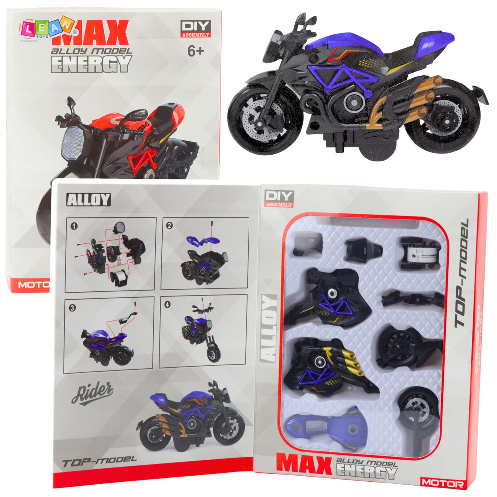 Metalni motor za sastavljanje 1:14 DIY - crno/plavi