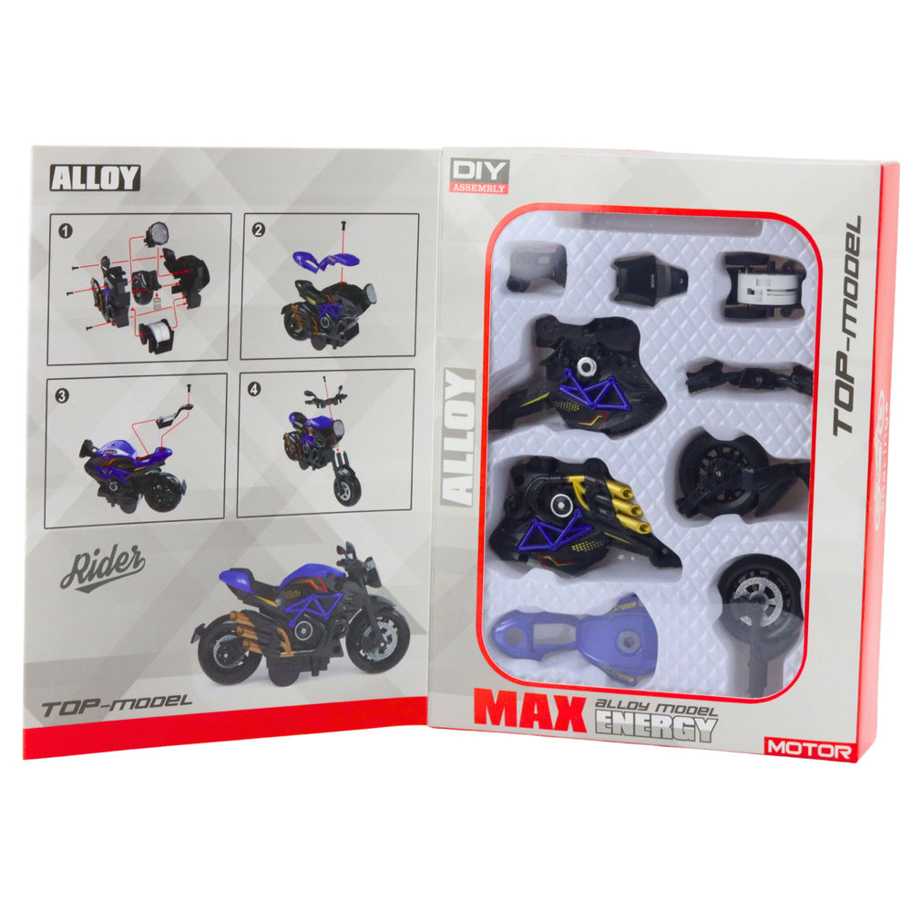 Metalni motor za sastavljanje 1:14 DIY - crno/plavi