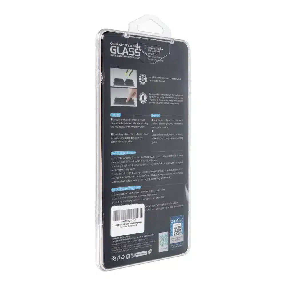 X-ONE Full Cover Extra Strong Tempered Glass Matte - za iPhone 15 Pro Max (puno ljepilo) crna