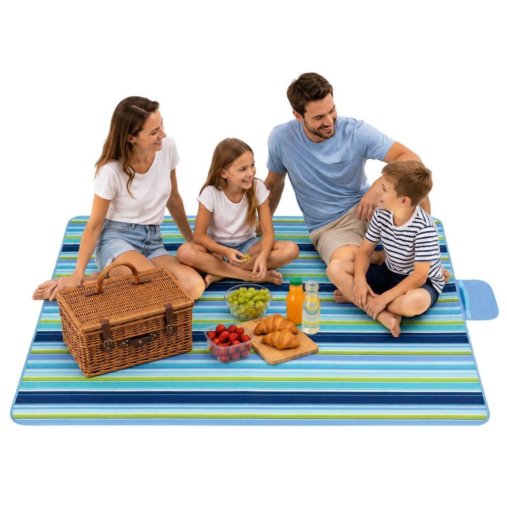 Deka za piknik ili plažu LT 150 x 200cm Flowers - plava