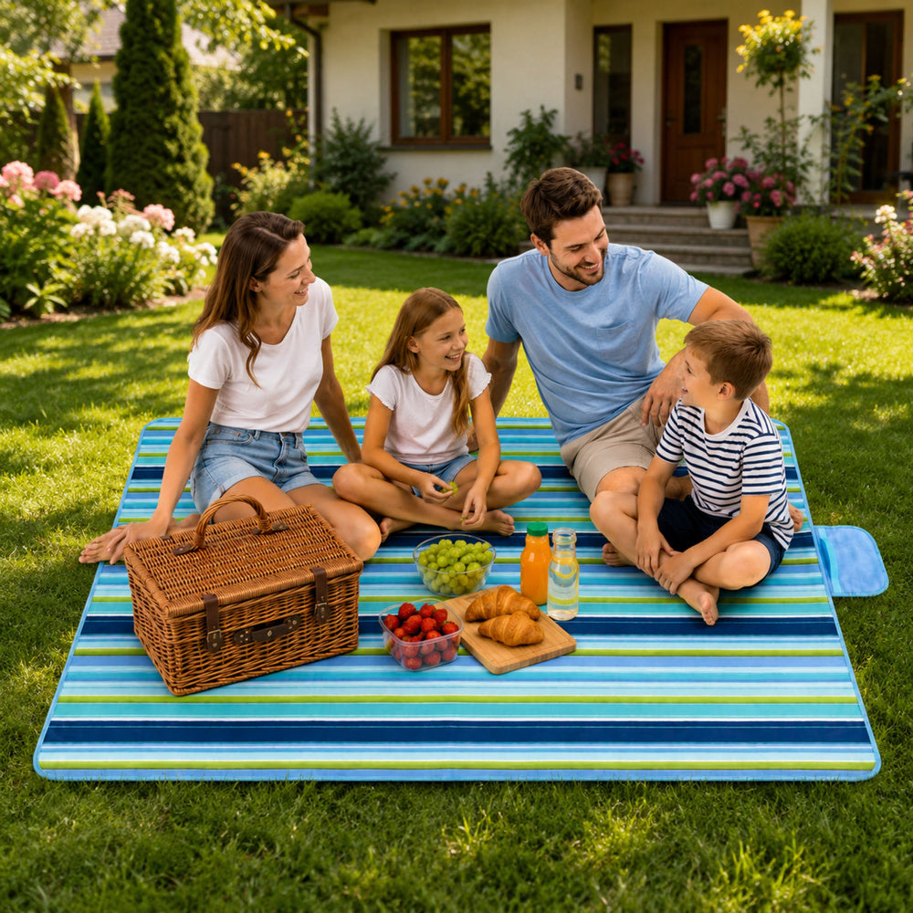 Deka za piknik ili plažu LT 150 x 200cm Flowers - plava