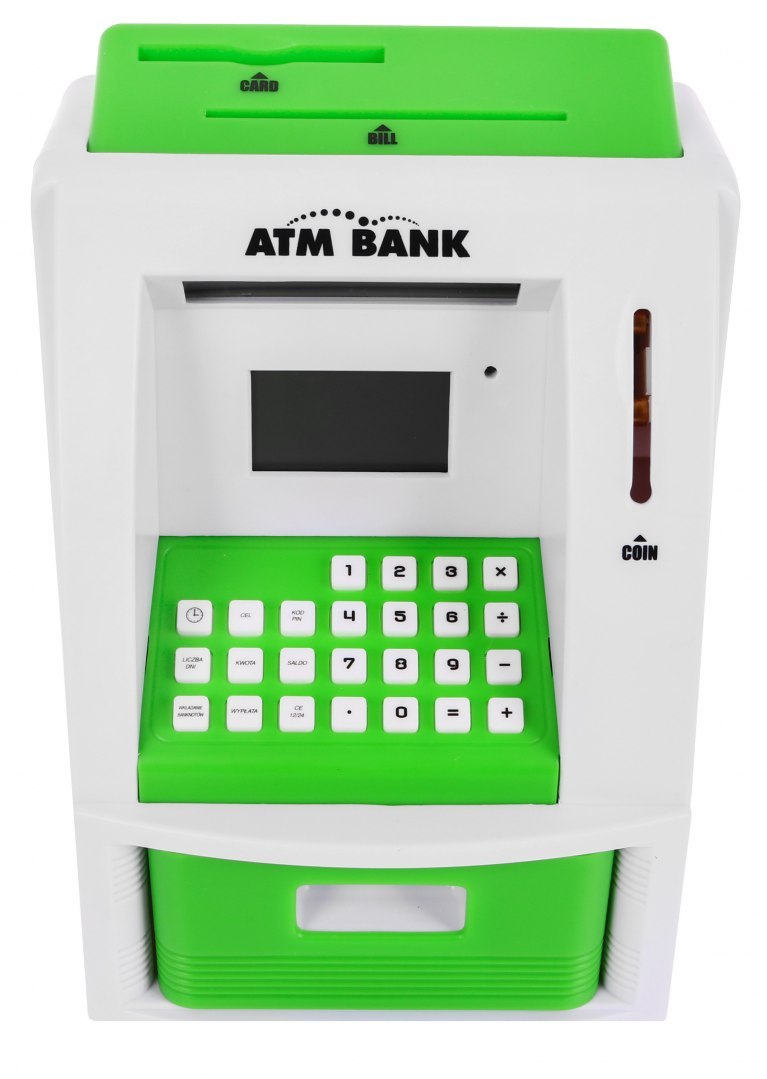 Kasica prasica u obliku bankomata s karticom za bankomat i PIN bravom - Zelena