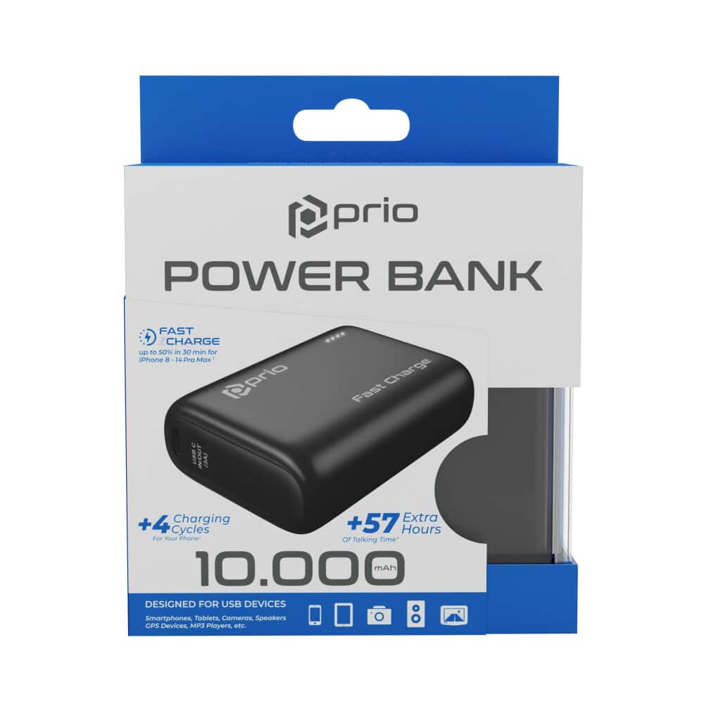Prio Fast Charge (22,5 W SCP/20 W PD/QC3.0) Power Bank 10.000 mAh crna