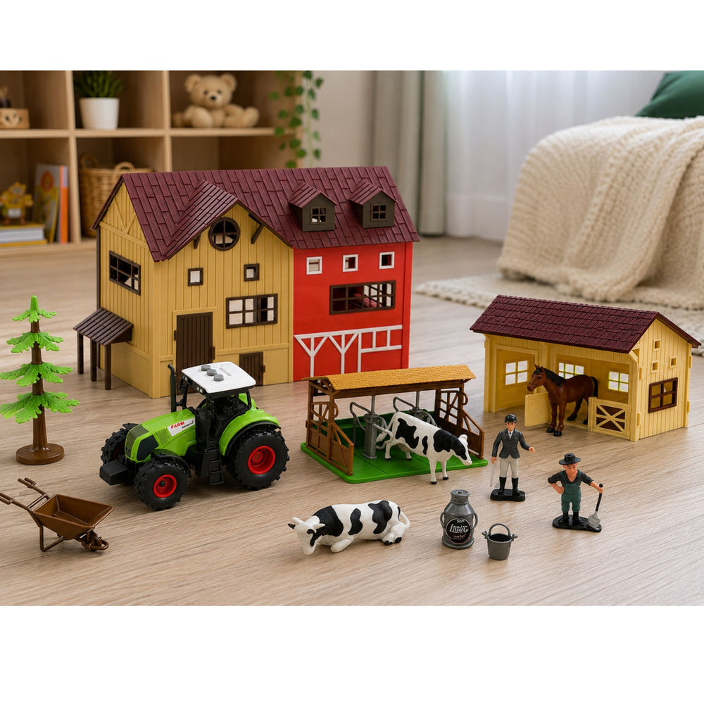Farm Set With Tractor and Barn Animals Figures Accessories 37 pcs.