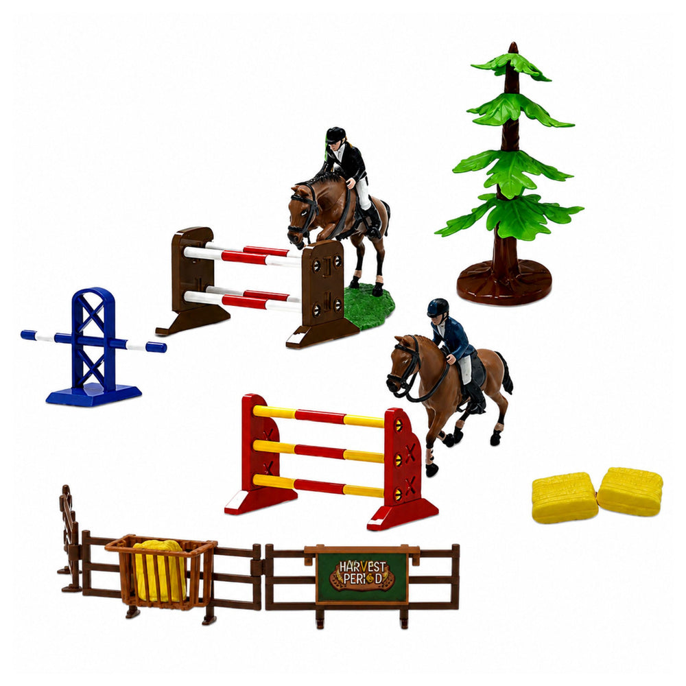 Set Farm Horse Stables Horse Jumping Hills Figures Accessories 69 pcs.