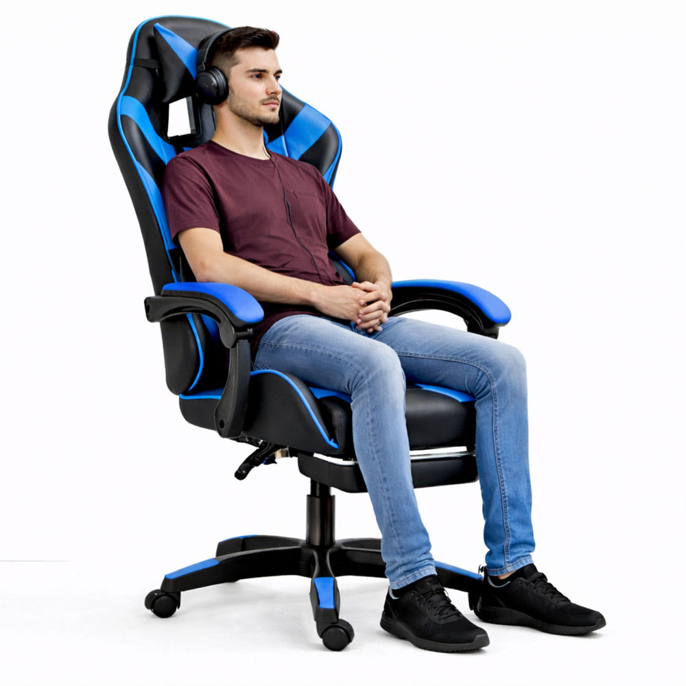 Gaming stolica sa osloncem za noge LE TOY - plava
