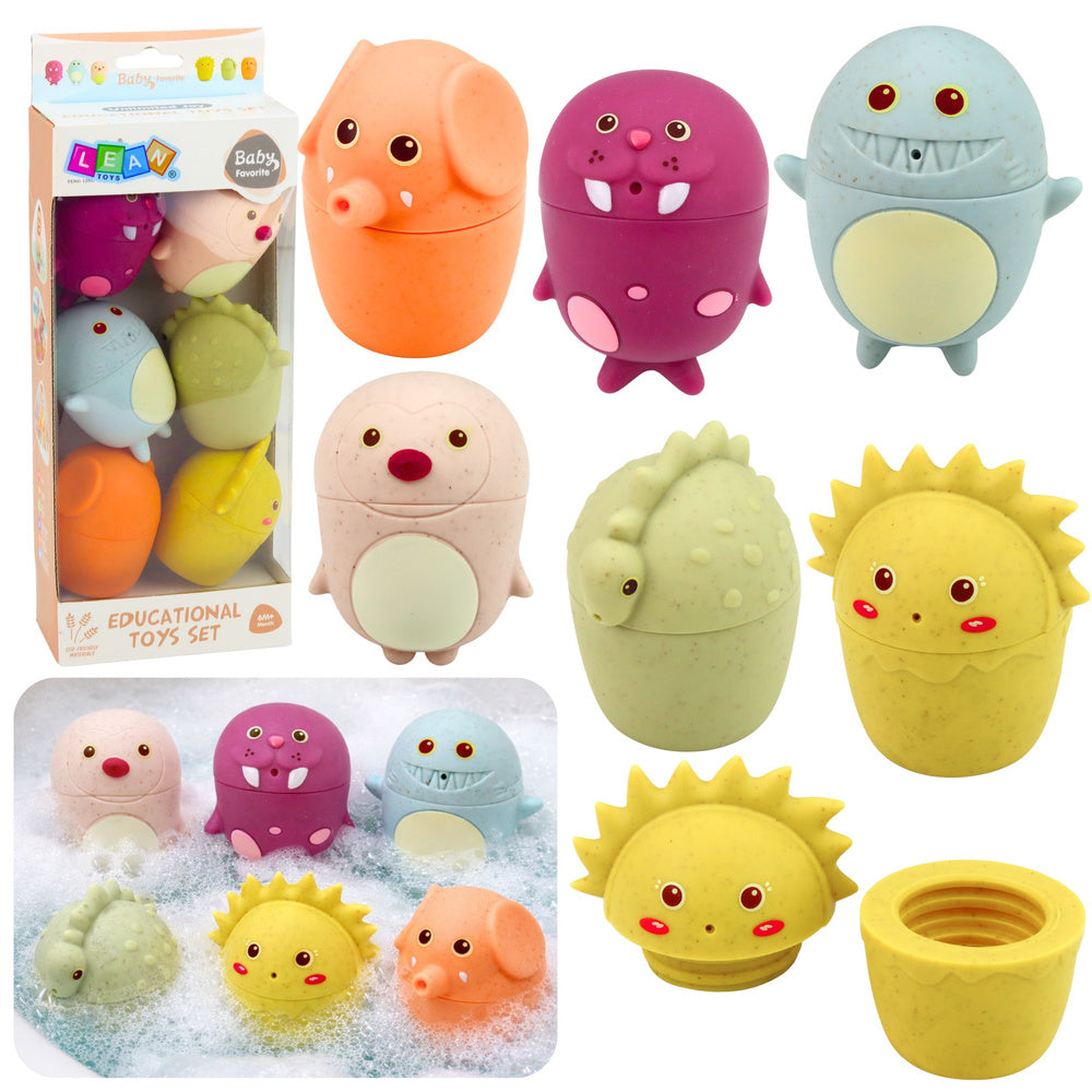 Educational Bath Toys Sensory Rubber Figures Pastel 6 pcs.