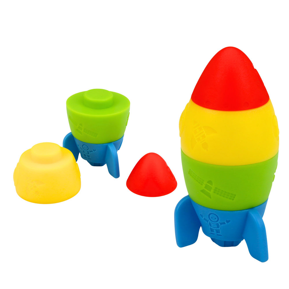 Set of Rubber Blocks Tower Rocket Cosmonaut Colorful 11 ​​pcs.