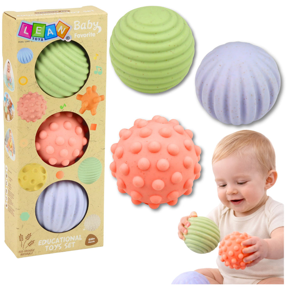 Set of Sensory Balls for Babies Pastel 3 pcs 6 cm