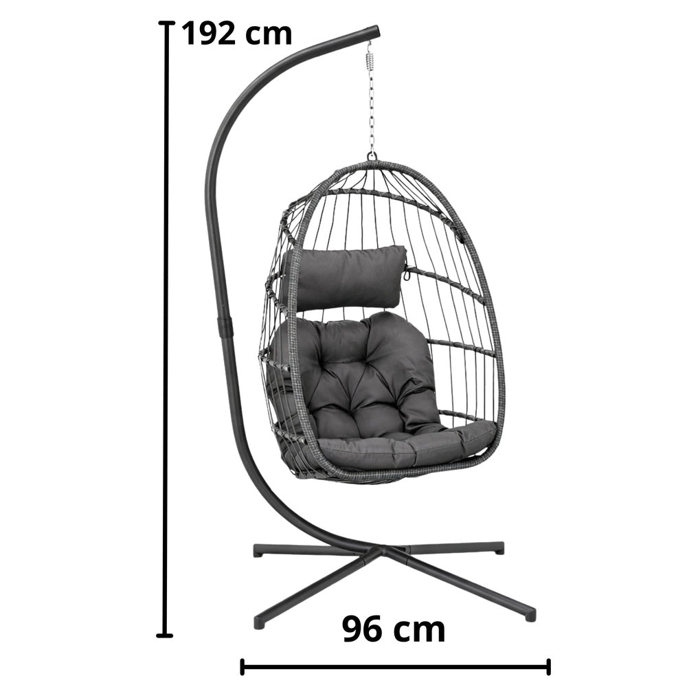 Viseća stolica jaje s jastucima Cocoon - siva