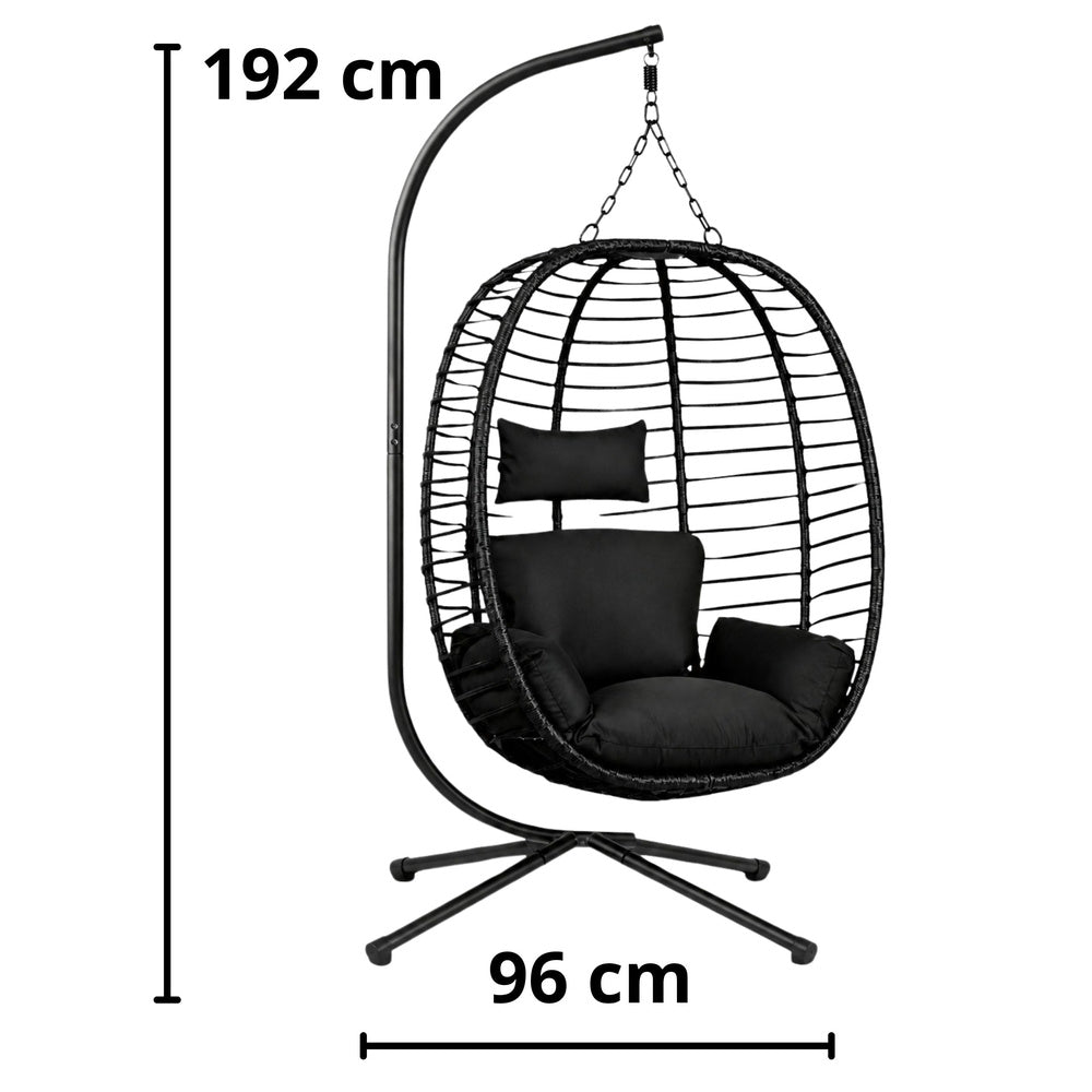 Viseća stolica jaje s jastucima Cocoon - crna
