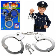 Handcuffs for a Little Policeman, Metal, with Keys, for Children, Silver