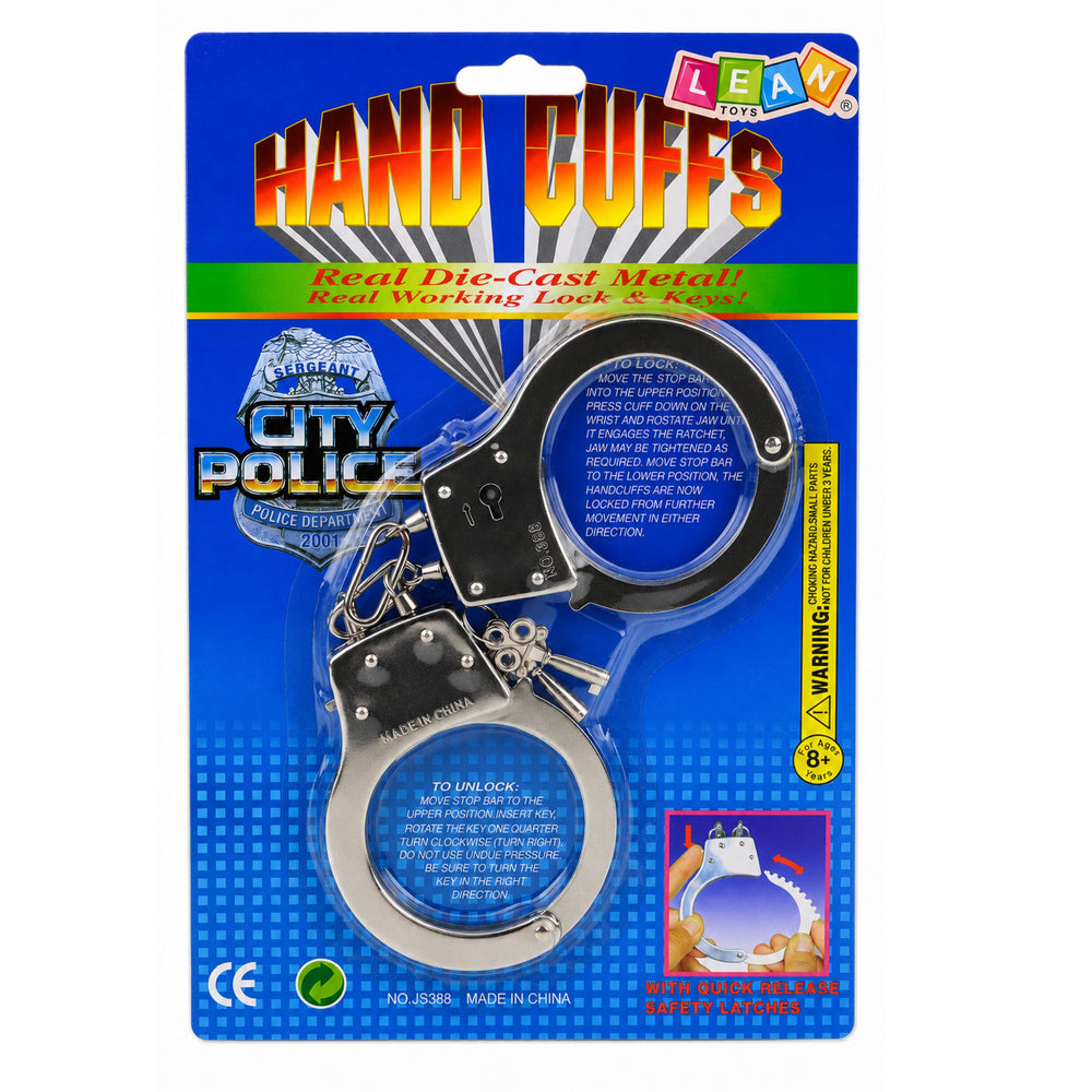 Handcuffs for a Little Policeman, Metal, with Keys, for Children, Silver