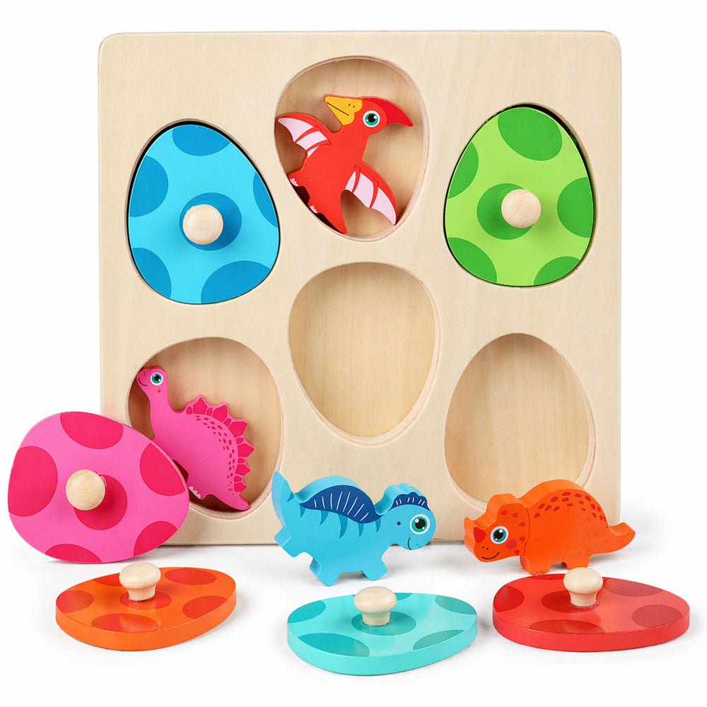 Wooden Puzzle Dinosaurs in Eggs Educational Memory Game