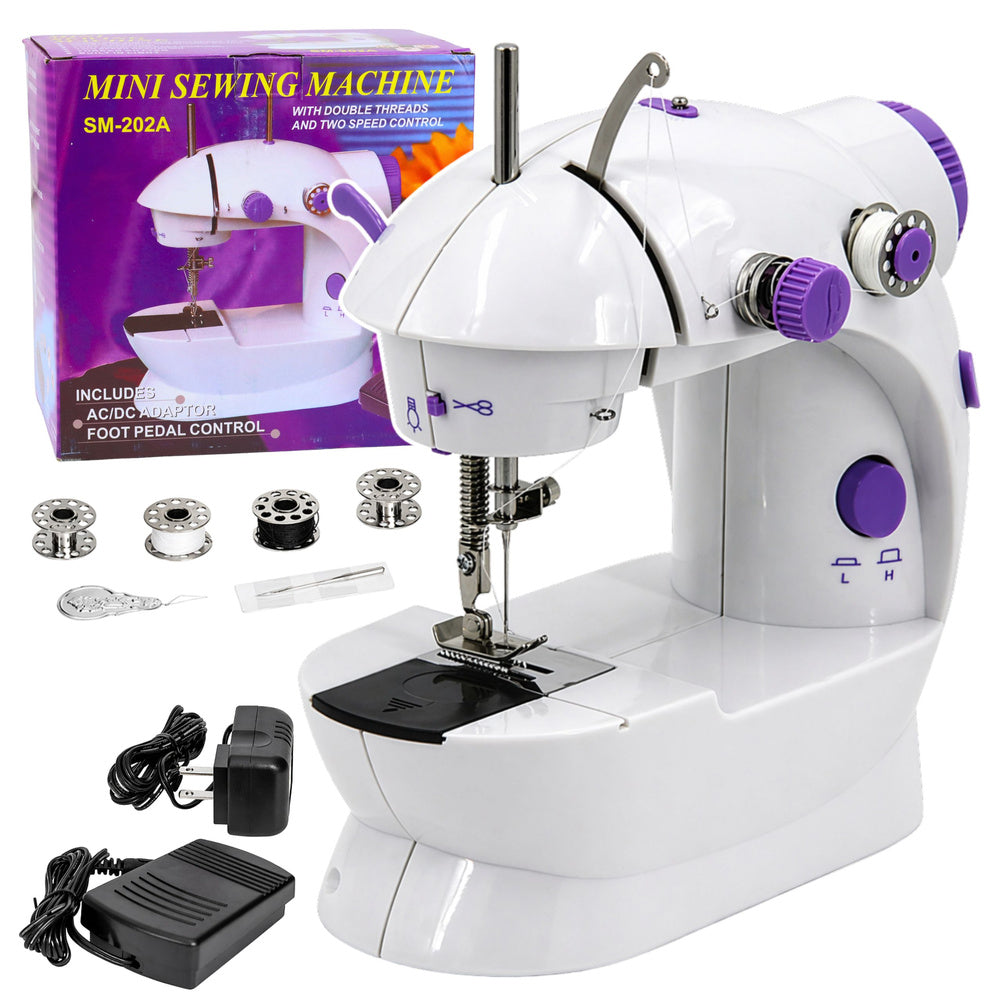Mini Sewing Machine LED Light Portable 2 Modes Accessories Foot Pedal