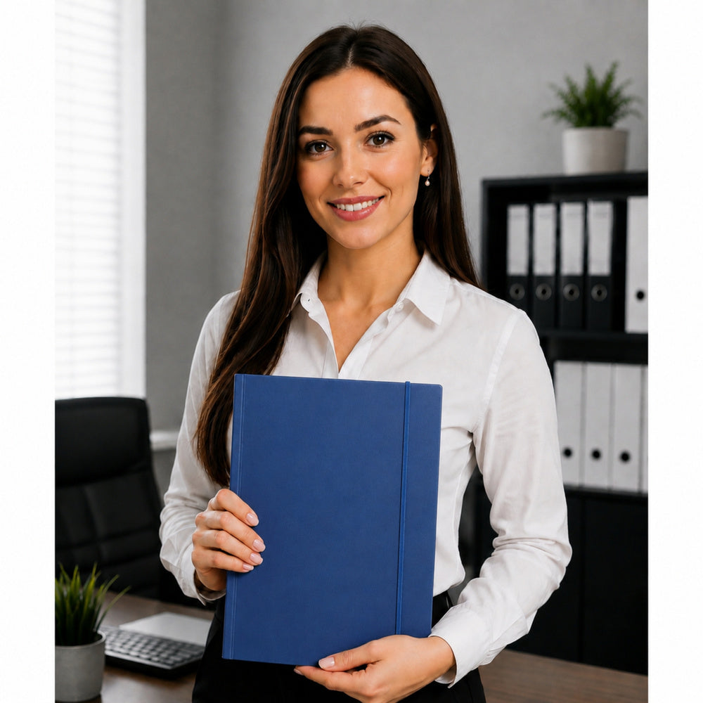Cardboard Folder with Elastic Band, Lacquered, A4, 300 g/m2, Blue