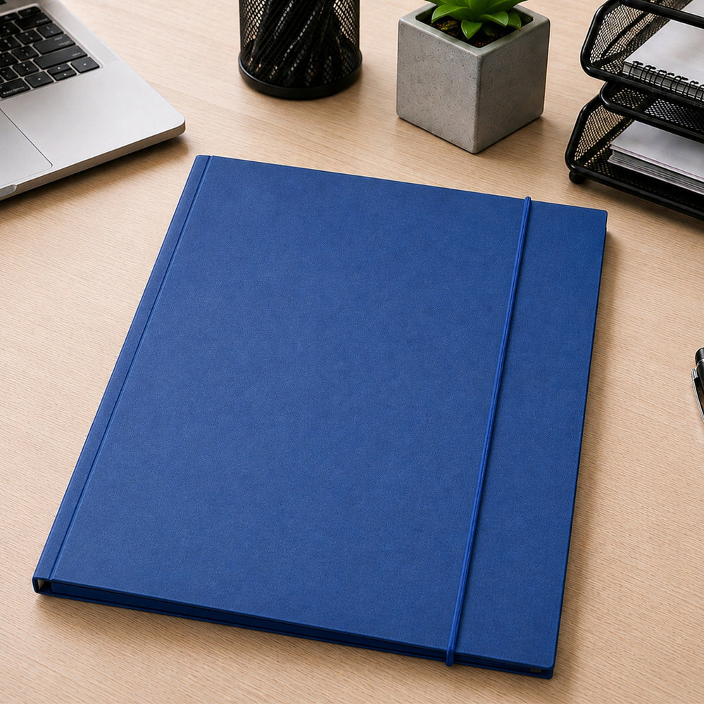 Cardboard Folder with Elastic Band, Lacquered, A4, 300 g/m2, Blue