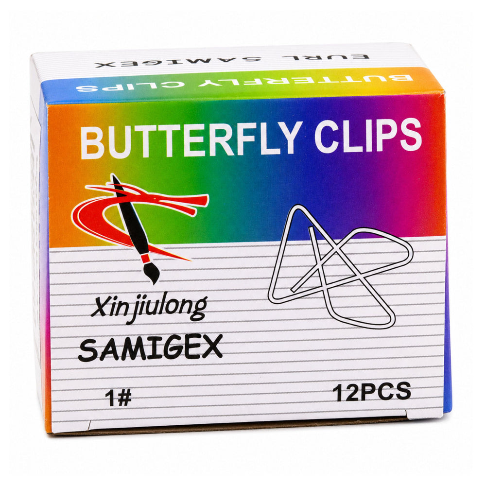 Metal Butterfly Cross Clips for Office Documents 64 mm 12 pcs.