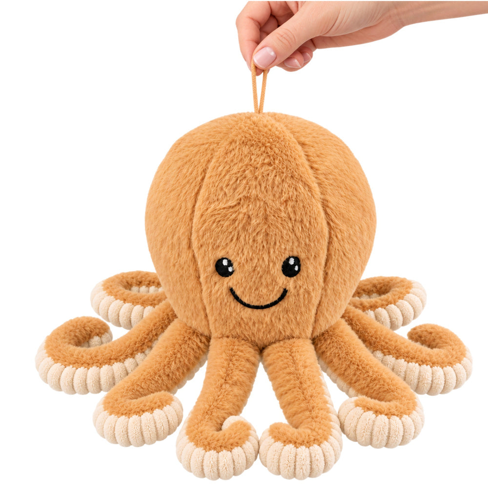 Plush Octopus Cuddly Toy with Suction Cup Beige 16 cm