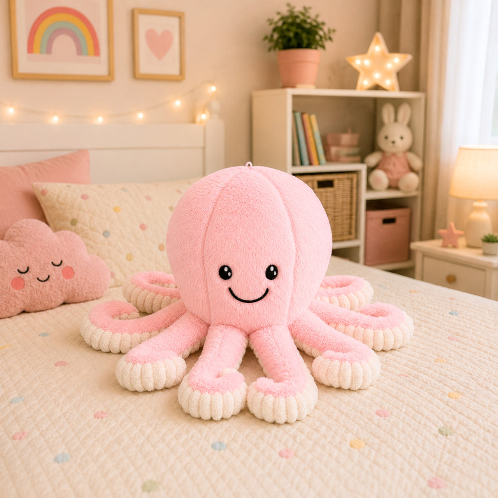 Plush Octopus Plush Toy Cuddly Toy with Elastic Tentacles Pink 50 cm
