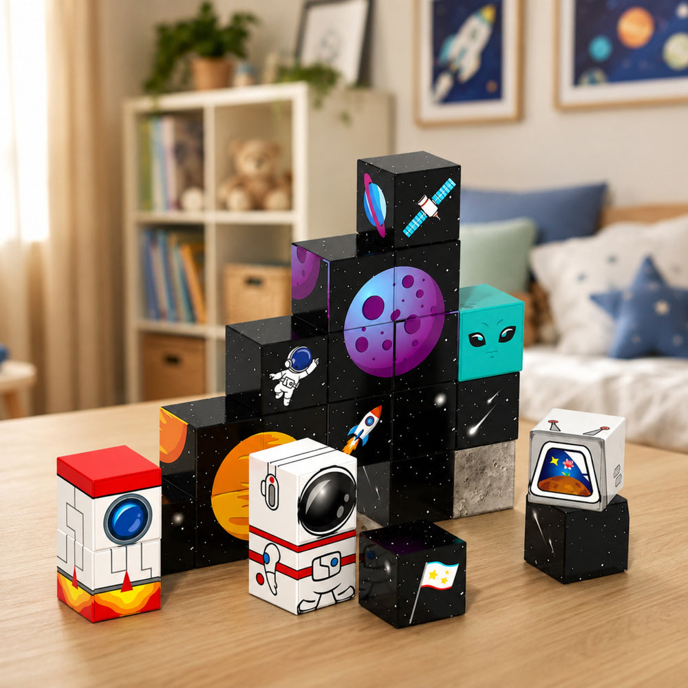 Set of Magnetic Blocks Cubes Cubes Pixels 3D Space 50 pcs.