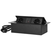 Orno Produžni kabel sa 2 x Schuko utičnice + 2 x USB, ugradbena - OR-GM-9035(GS)/B