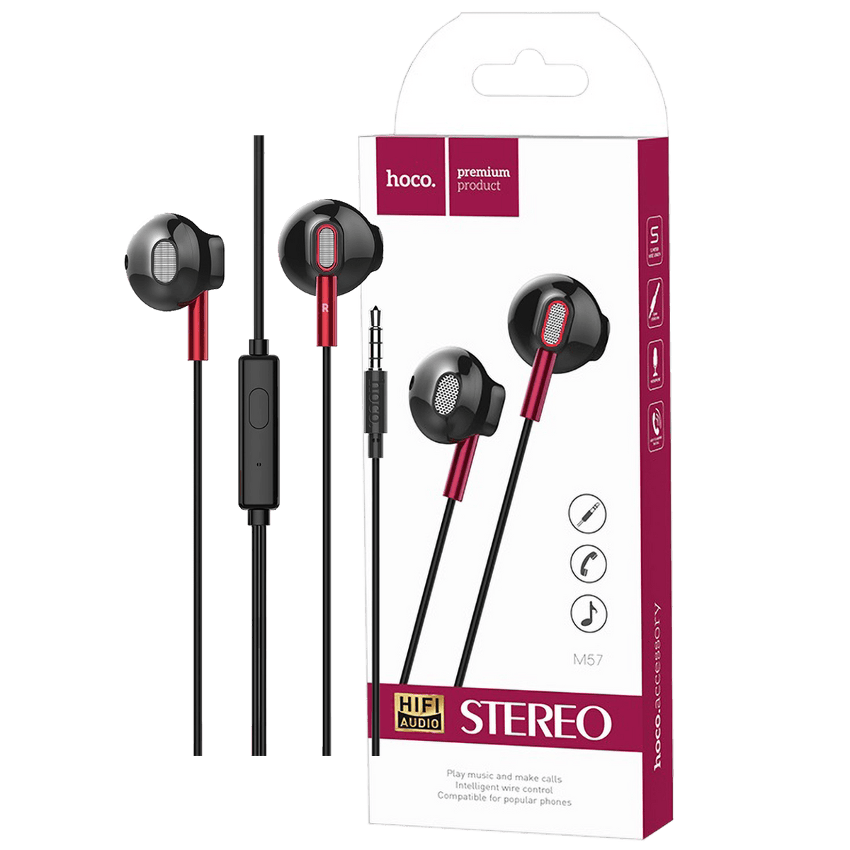 hoco. Slušalice sa mikrofonom, 3.5 mm,dužina kabela 1.2 met,bijela - M55 Memory sound White