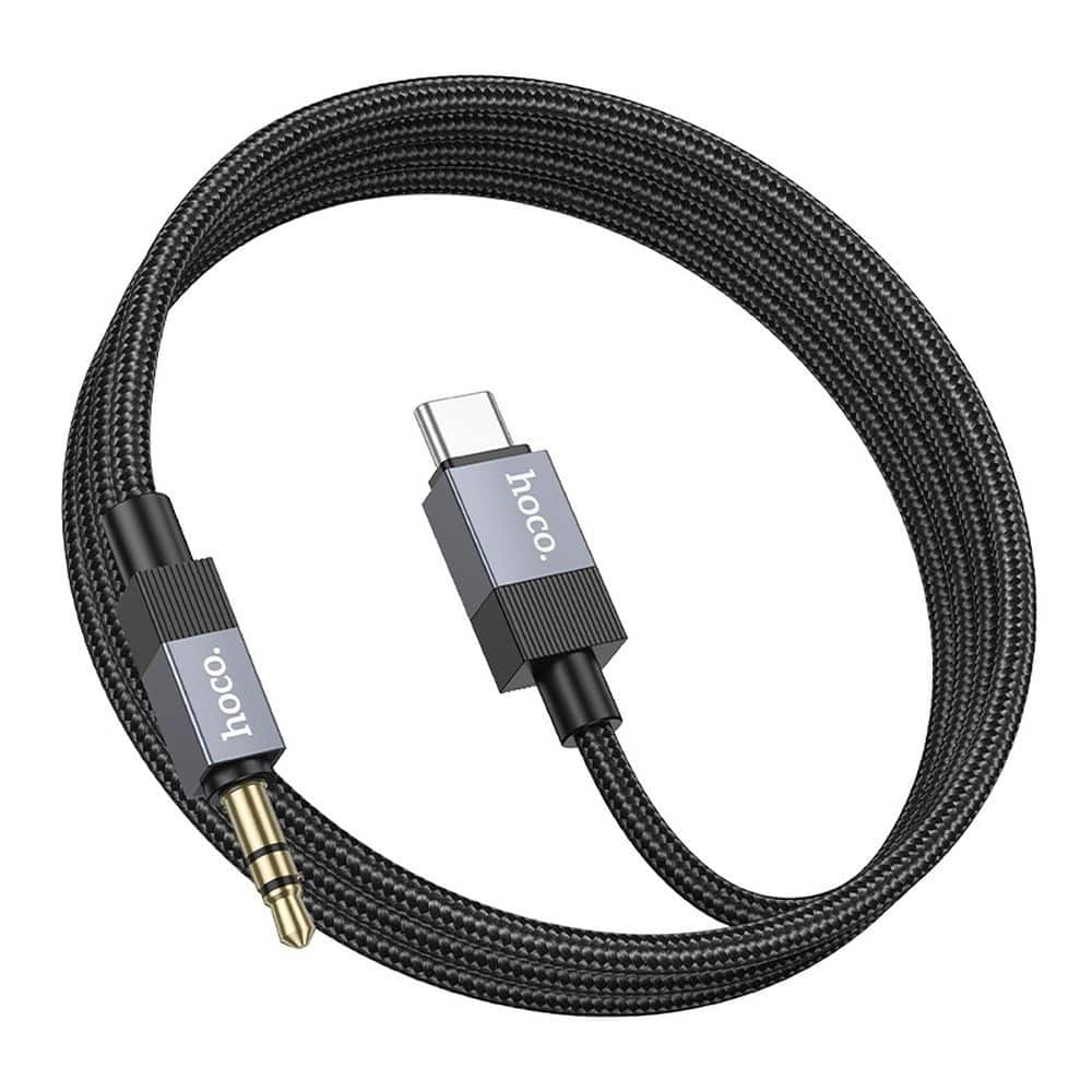 Audio AUX kabel Jack 3.5 mm (muški) na USB C (muški) Hoco 1 m UPA32B crni