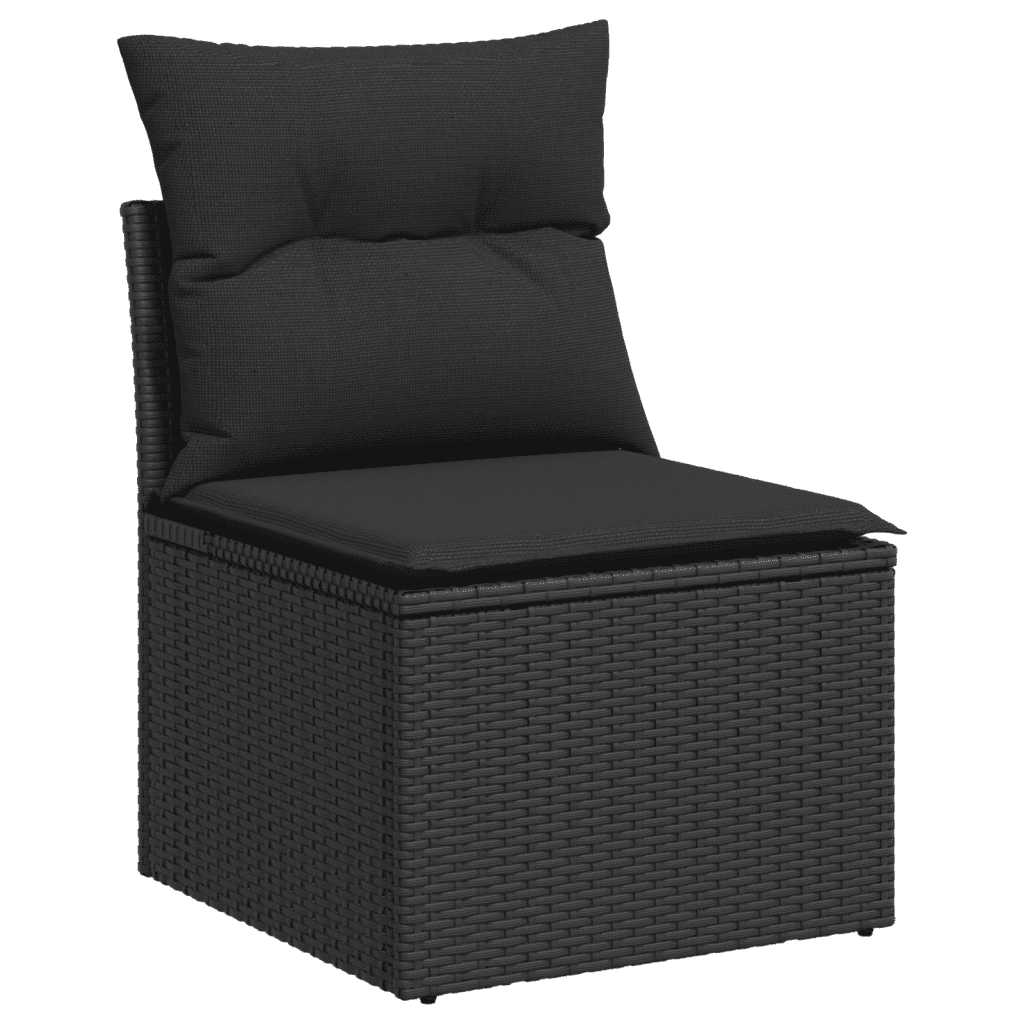 10-dijelni set vrtnih sofa s jastucima crni od poliratana Crna 100 x 55 x 73 cm