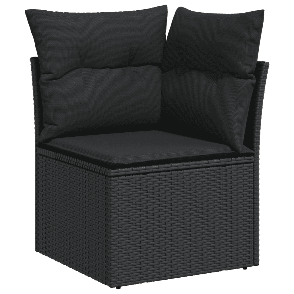 9-dijelni set vrtnih sofa s jastucima crni od poliratana Crna 66 x 62 x 69 cm