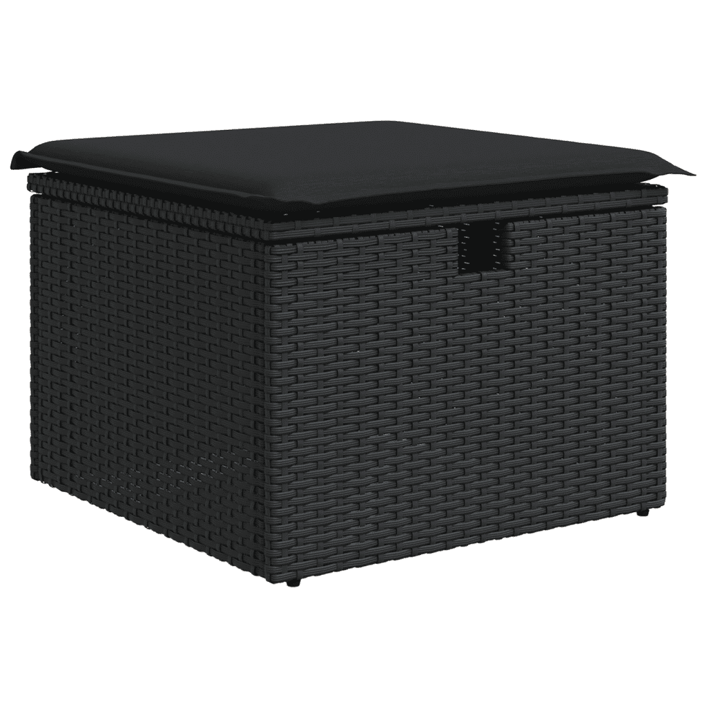 7-dijelni set vrtnih sofa od poliratana s jastucima crni Crna 70 x 62.5 x 69 cm