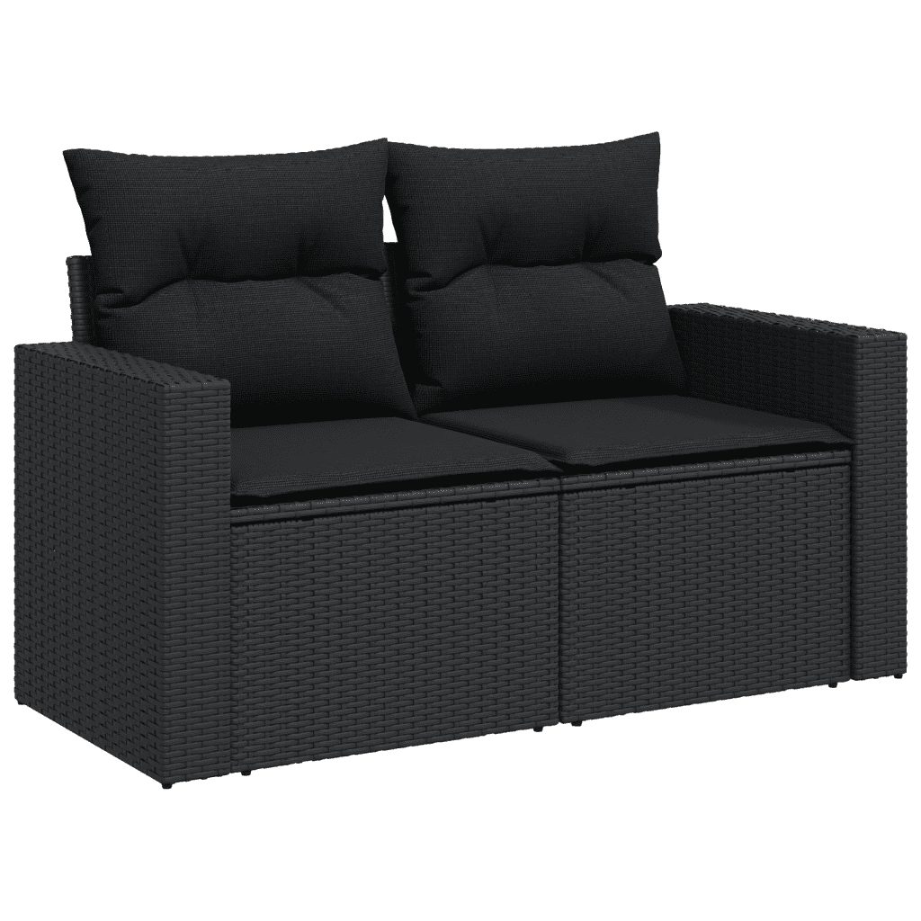 10-dijelni set vrtnih sofa s jastucima crni od poliratana Crna 65.5 x 62 x 69 cm
