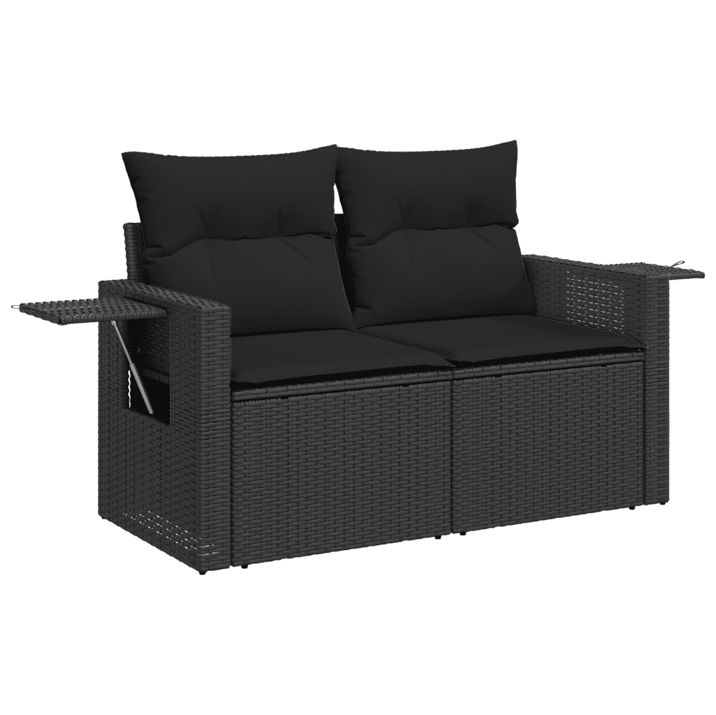 9-dijelni set vrtnih sofa s jastucima crni od poliratana Crna 65.5 x 62 x 69 cm