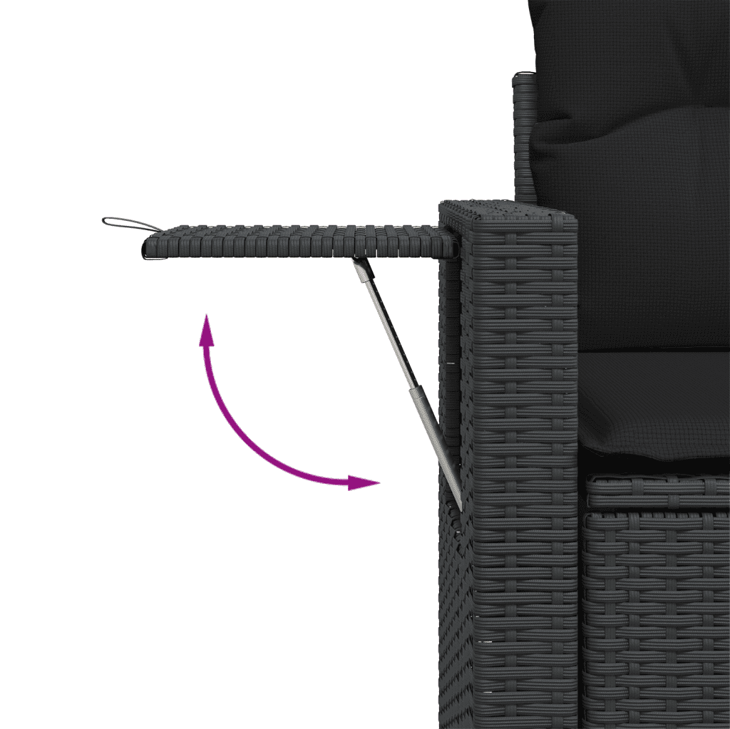 9-dijelni set vrtnih sofa s jastucima crni od poliratana Crna 65.5 x 62 x 69 cm