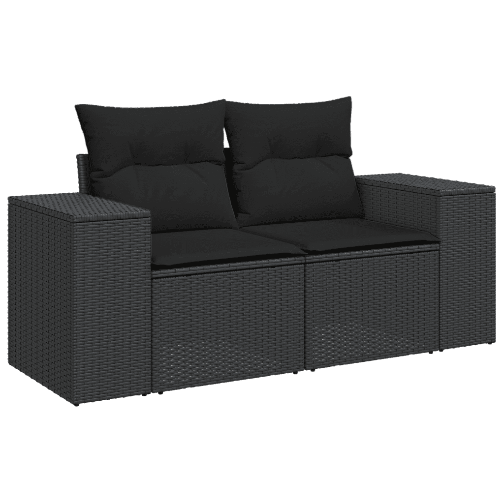 7-dijelni set vrtnih sofa od poliratana s jastucima crni Crna 83 x 62 x 69 cm