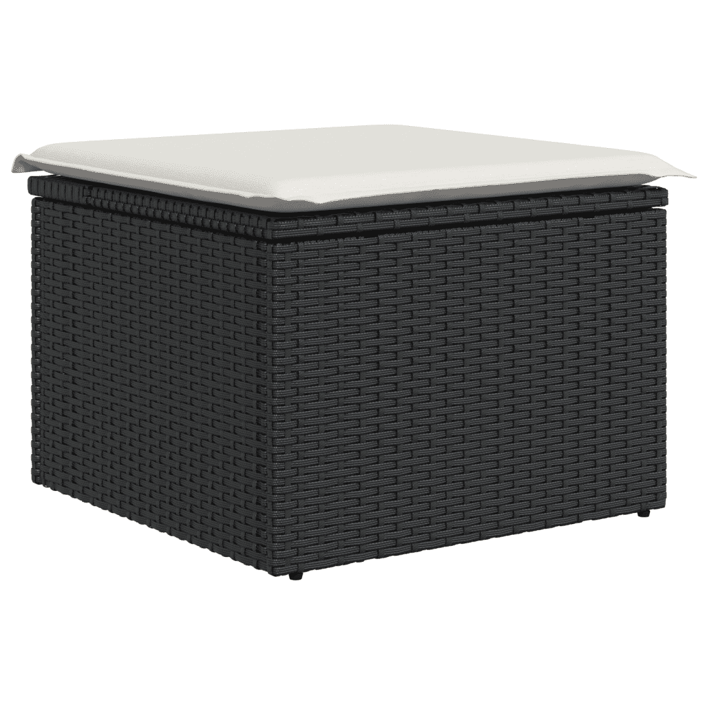 10-dijelni set vrtnih sofa s jastucima crni od poliratana Crna 65.5 x 62 x 69 cm