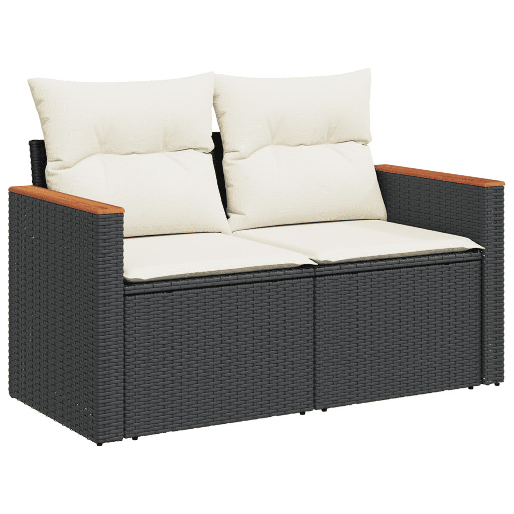 7-dijelni set vrtnih sofa od poliratana s jastucima crni Crna 62 x 62 x 69 cm
