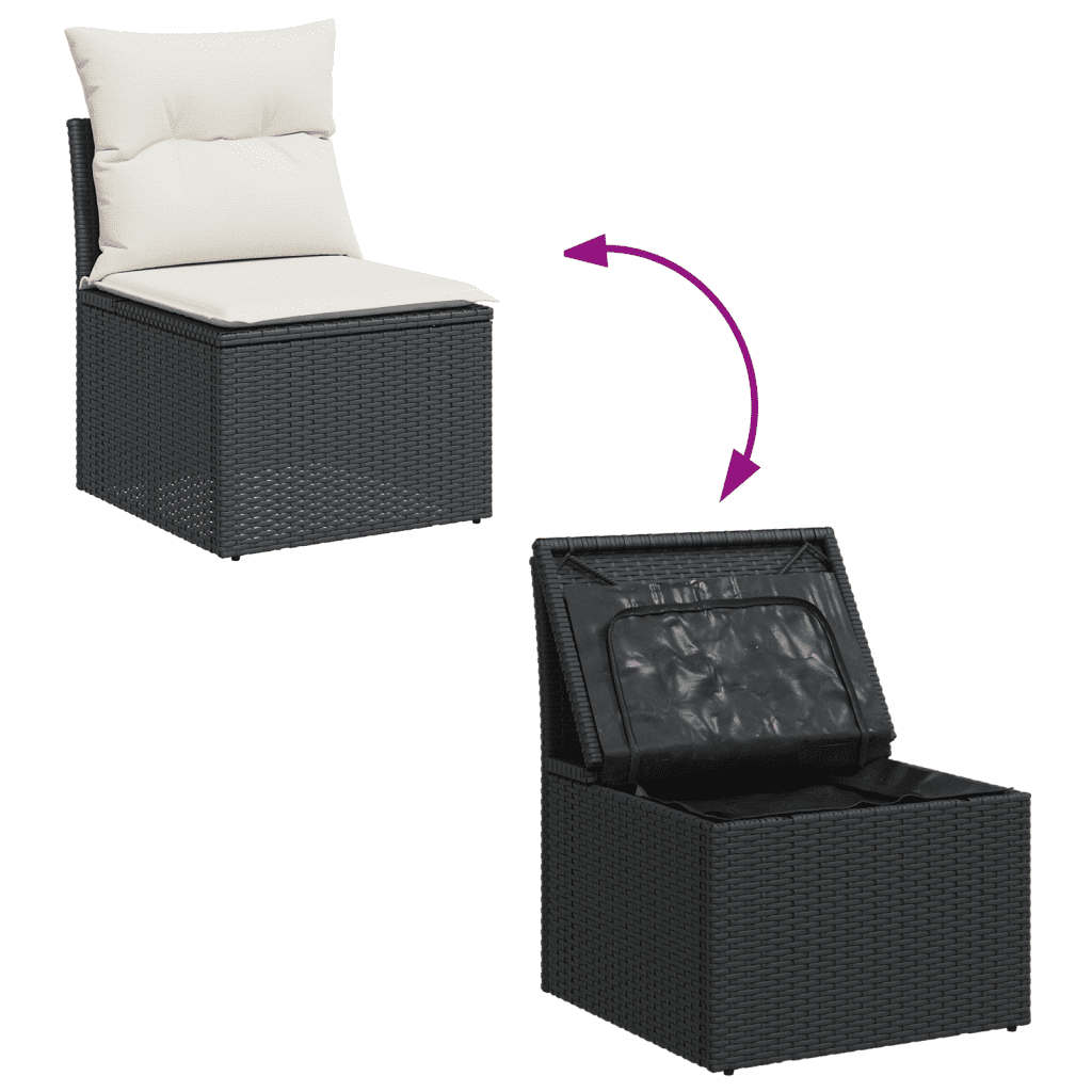 7-dijelni set vrtnih sofa od poliratana s jastucima crni Crna 71 x 62 x 69 cm